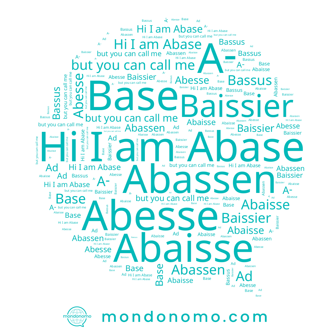 name Ad, name Abaisse, name Abesse, name Abassen, name Baissier, name Bassus, name Abase, name Base