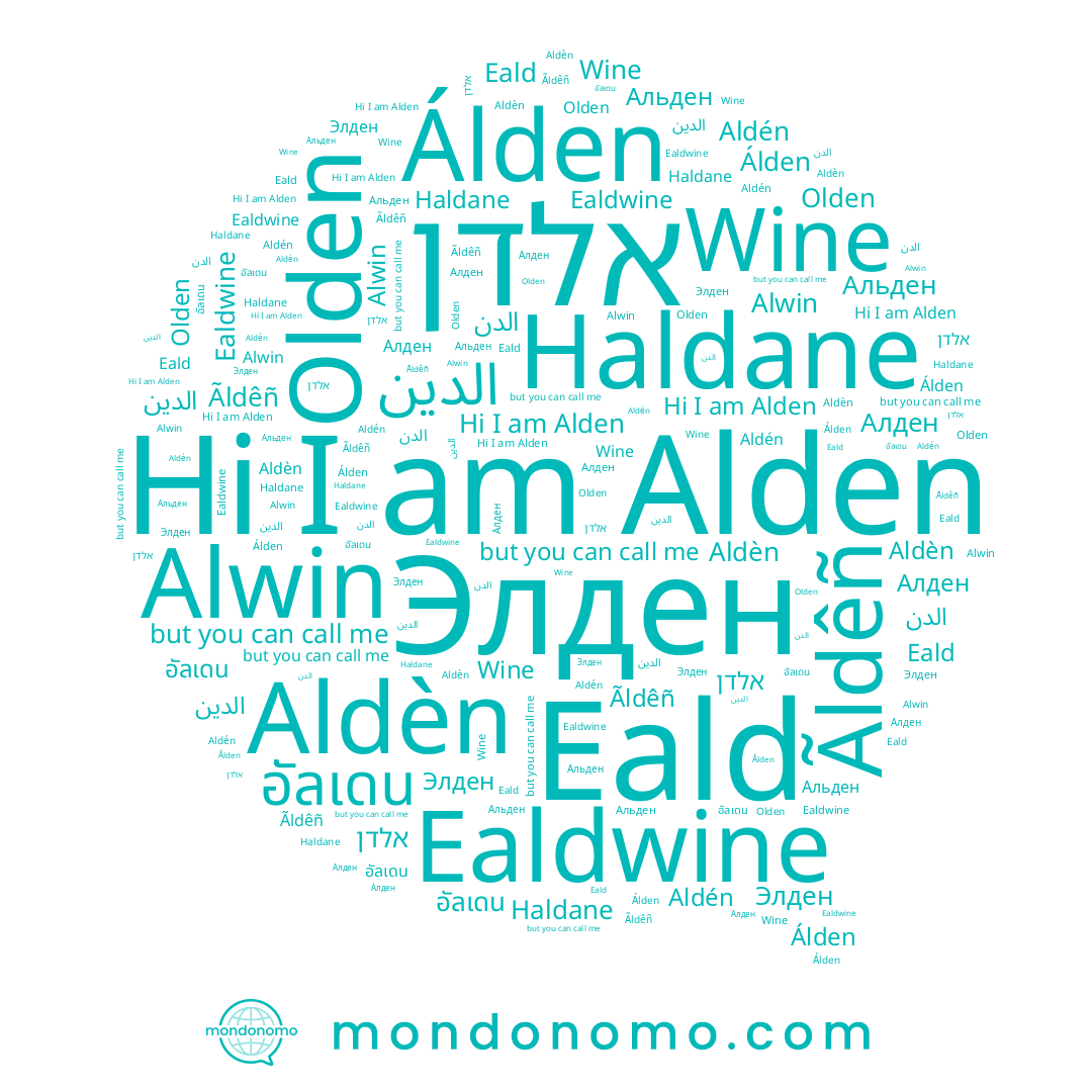 name Ealdwine, name الدين, name Элден, name Альден, name Ãldêñ, name Wine, name Alwin, name Haldane, name אלדן, name Olden, name الدن, name Álden, name Eald, name Alden, name อัลเดน, name Алден, name Aldèn, name Aldén