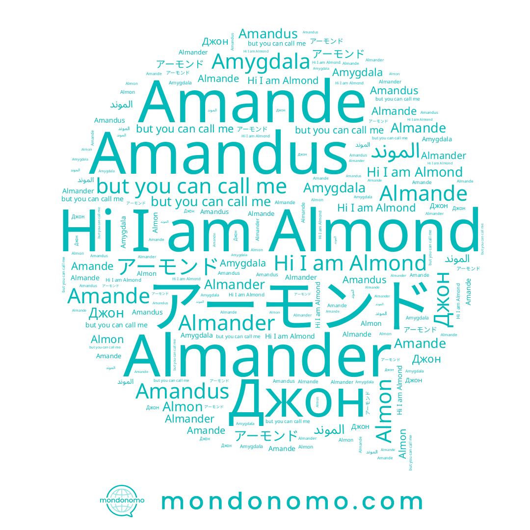 name Amande, name Almond, name Amandus, name الموند, name Джон, name アーモンド, name Almon, name Almande, name Almander
