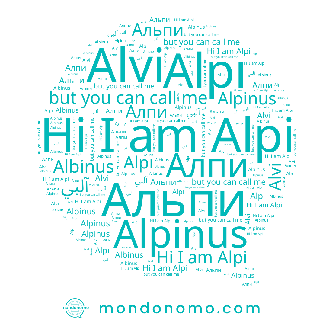 name Alpi, name Альпи, name Albinus, name Alvi, name Alpinus, name Alpı