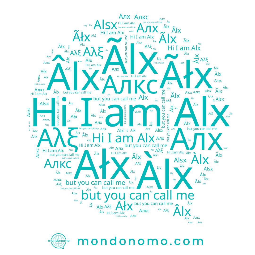 name Ãlx, name Alsx, name Âlx, name Алкс, name Алх, name Alx, name Αλξ, name Àlx