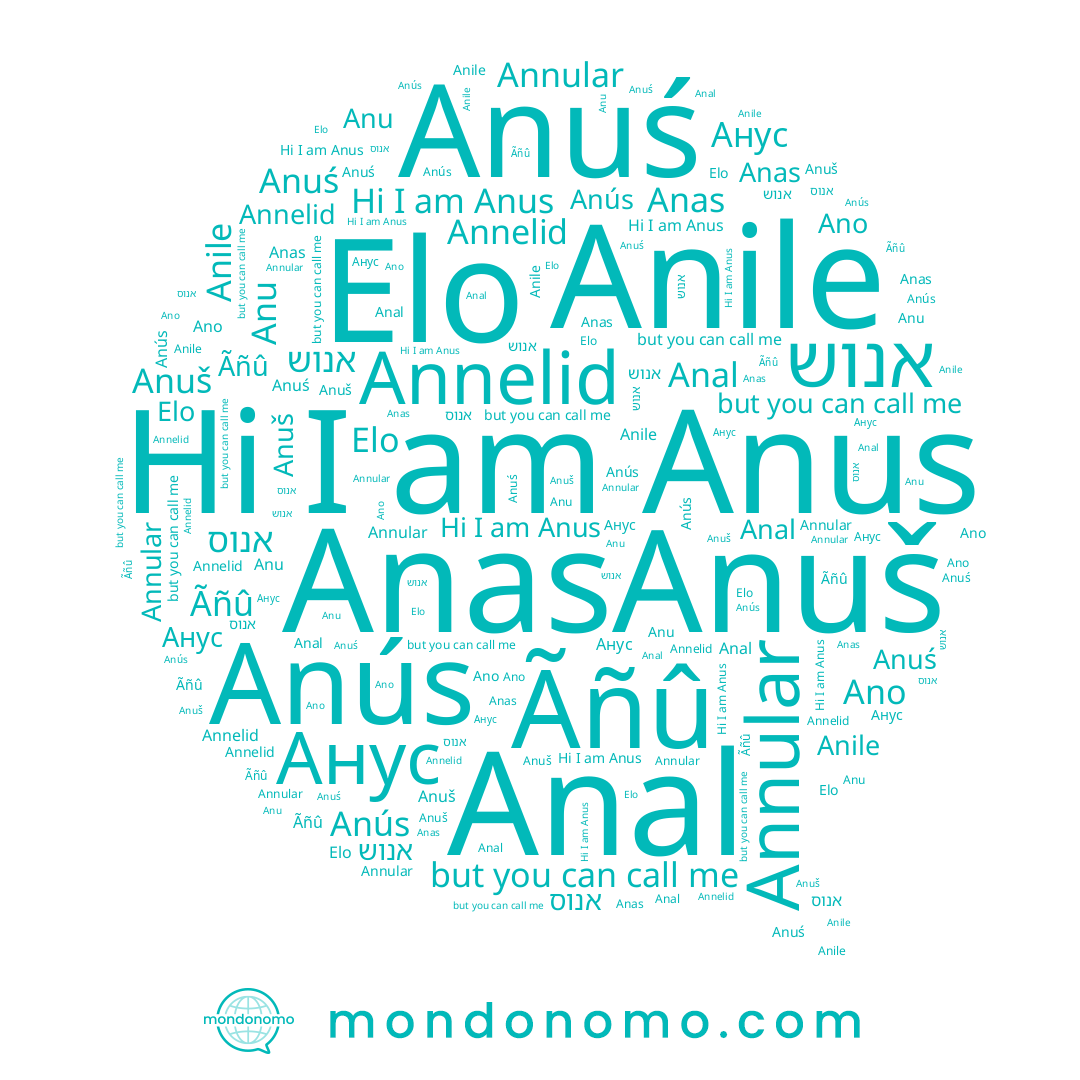 name Ano, name Anu, name אנוש, name Annelid, name Anile, name Anuś, name אנוס, name Anuš, name Ãñû, name Elo, name Anus, name Анус, name Anal, name Annular, name Anús, name Anas