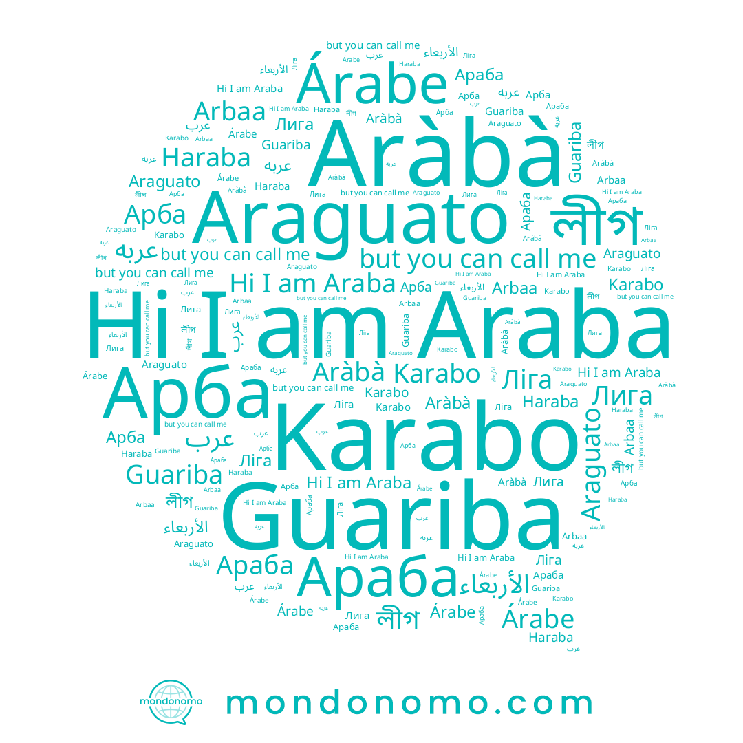 name Árabe, name Araba, name عرب, name Karabo, name Aràbà, name Араба, name عربه, name الأربعاء, name Haraba, name Arbaa