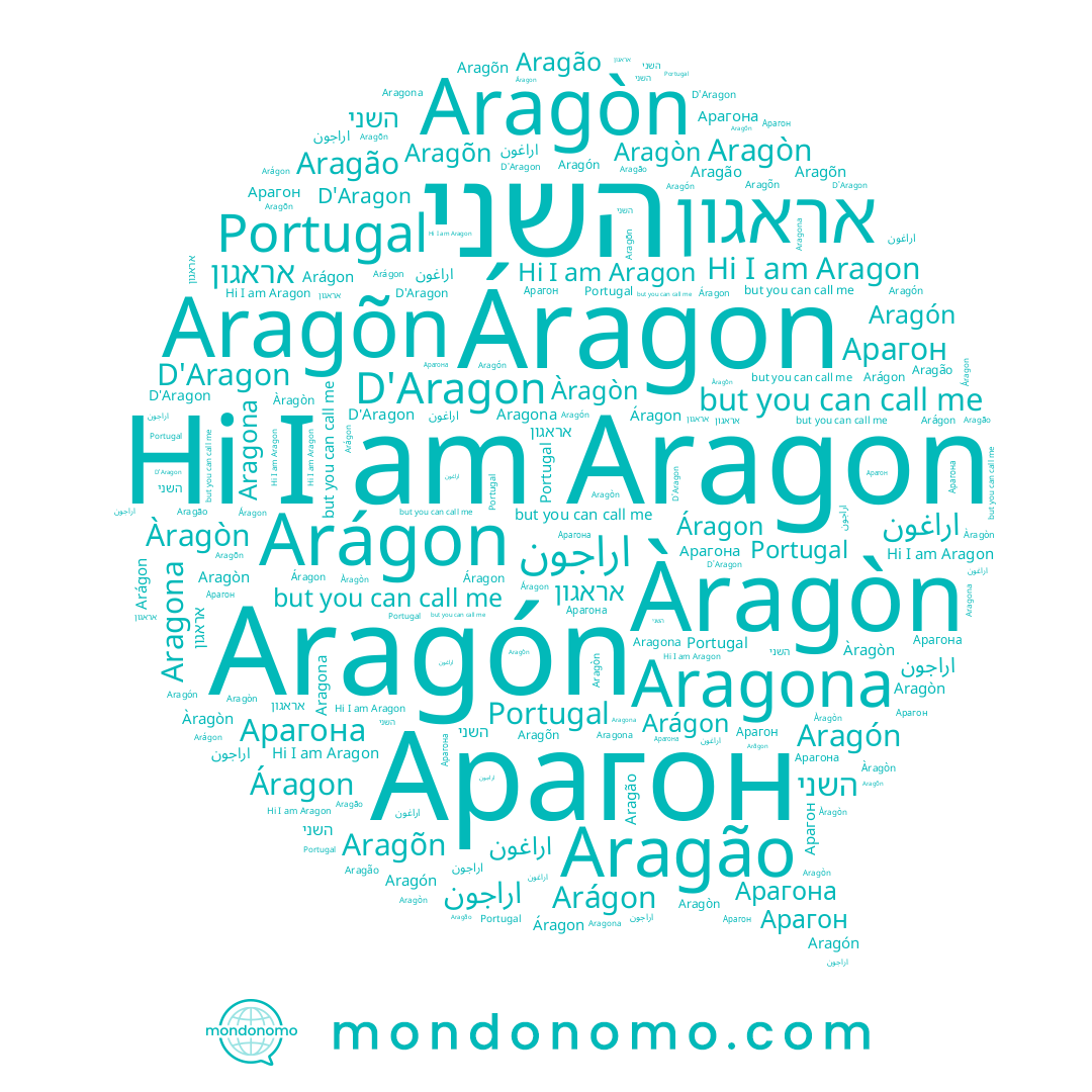 name Áragon, name Aragon, name Portugal, name Арагона, name Àragòn, name Aragón, name Aragão, name אראגון, name D'Aragon, name Aragõn, name Aragona, name اراجون, name Arágon, name Aragòn