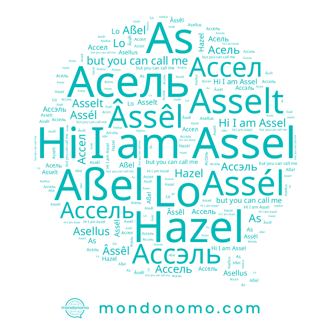 name Aßel, name Ассел, name As, name Асель, name Hazel, name Asselt, name Ассэль, name Ассель, name Âssêl, name Assel, name Lo, name Assél