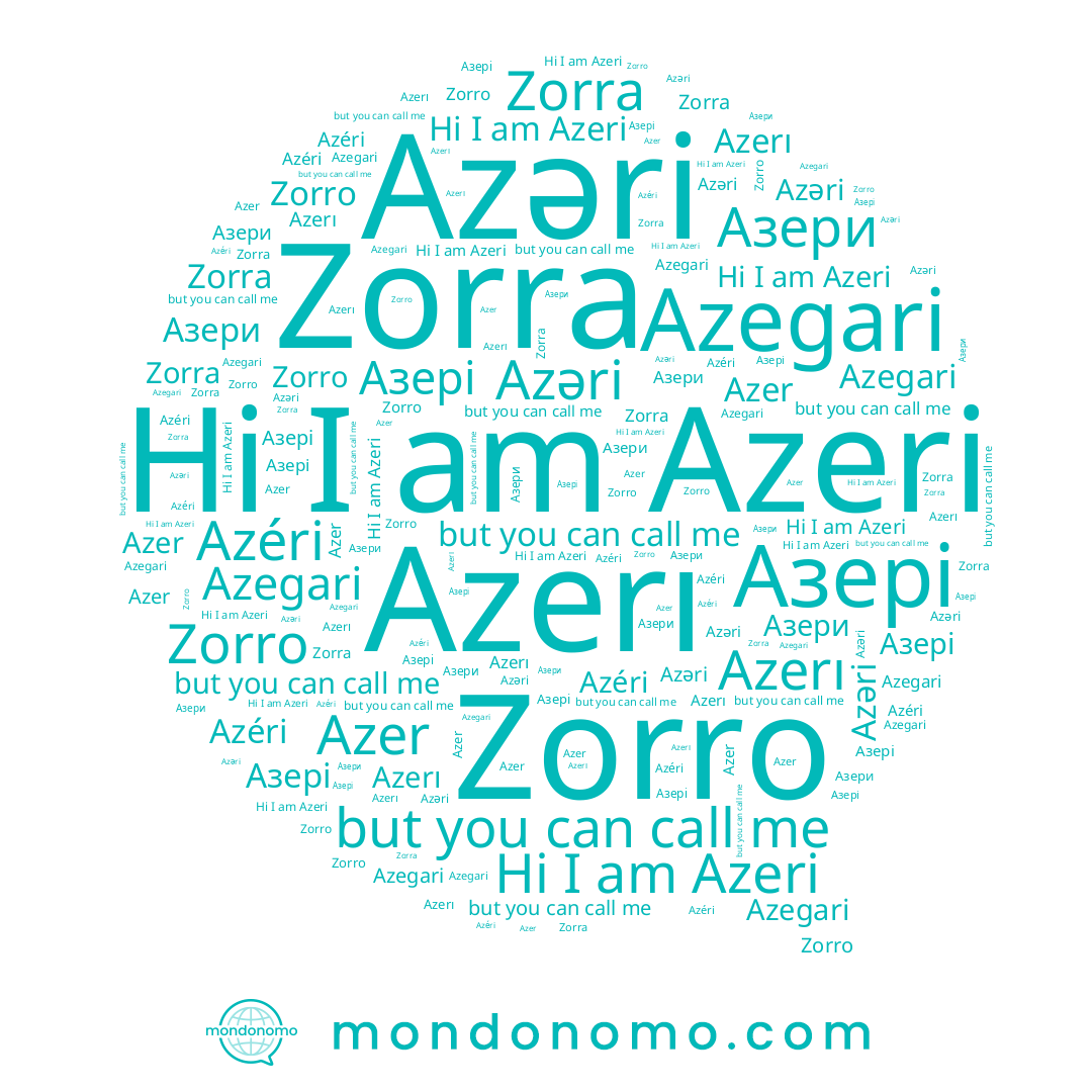 name Azeri, name Azerı, name Азери, name Azegari, name Азері, name Azéri, name Azer, name Zorra, name Zorro
