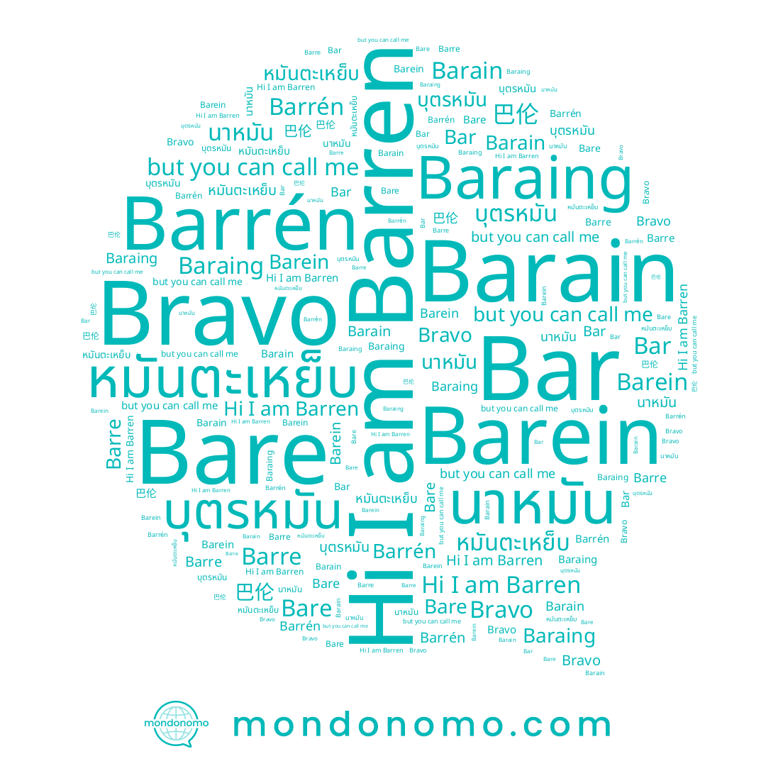 name Barre, name Bar, name นาหมัน, name Barain, name Barren, name Bare, name Barrén, name Bravo, name Barein, name บุตรหมัน, name Baraing, name หมันตะเหย็บ