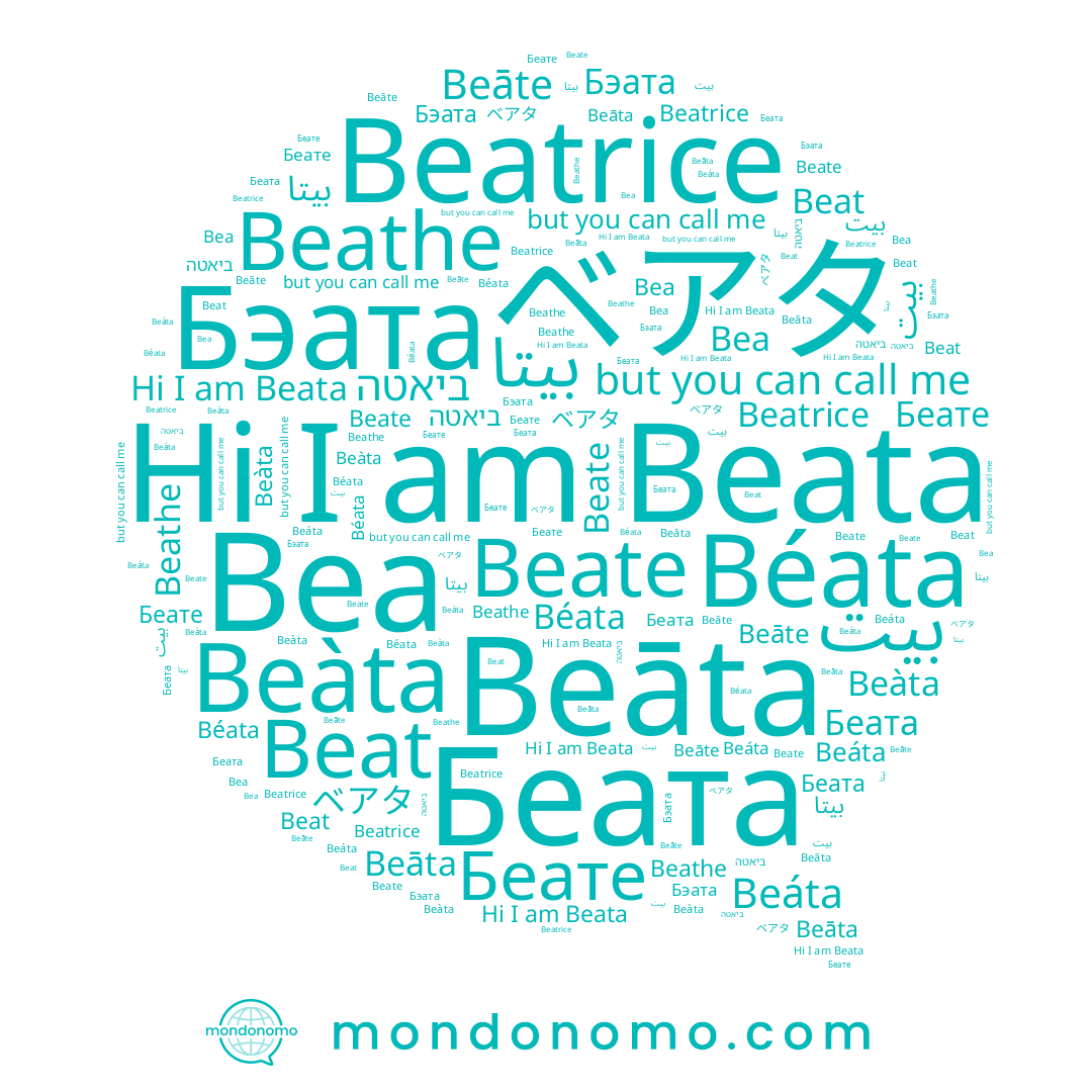 name ביאטה, name Beáta, name Beāte, name بيت, name Беата, name Beat, name Beàta, name Бэата, name Beathe, name Beāta, name Béata, name Beata, name Беате, name Beatrice, name بيتا, name Beate, name Bea
