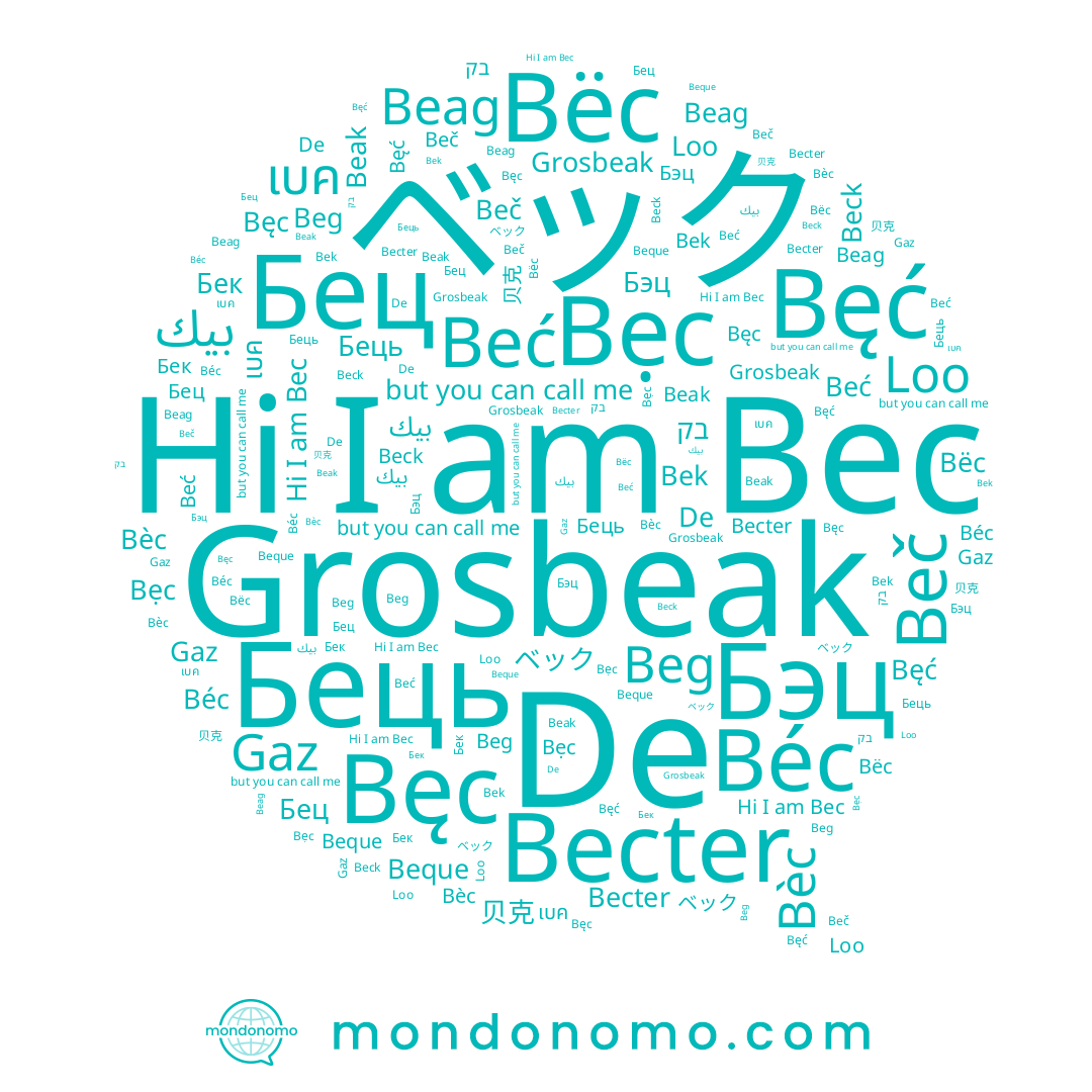 name Bëc, name Бец, name เบค, name 贝克, name בק, name De, name Gaz, name Бець, name Beg, name Bek, name Beć, name Beque, name Béc, name Beak, name Bęć, name Beag, name Бэц, name Becter, name بيك, name ベック, name Beč, name Beck, name Bèc, name Бек, name Bęc, name Bẹc, name Bec, name Loo