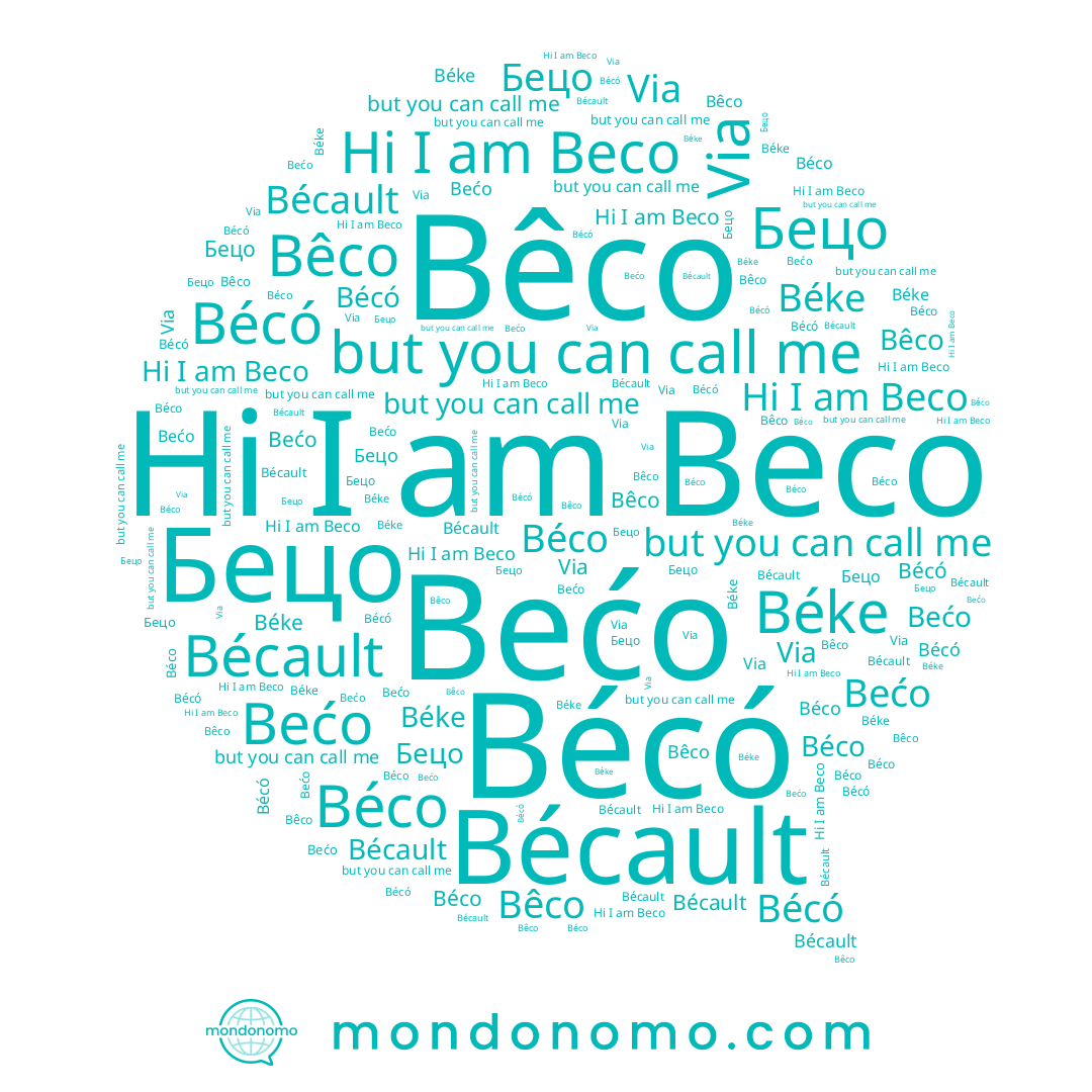 name Bécault, name Béco, name Bêco, name Бецо, name Beco, name Bécó, name Bećo, name Via