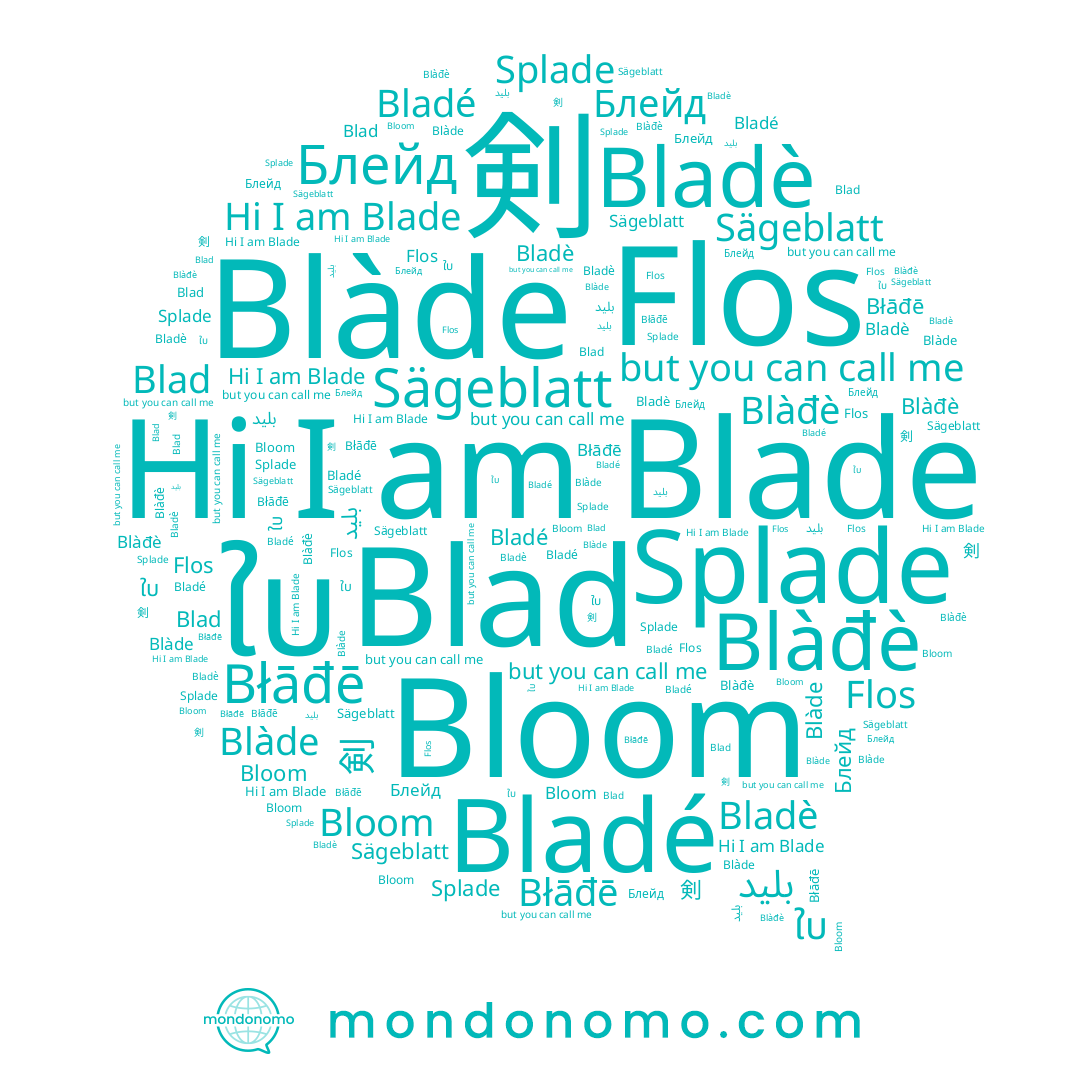 name Blade, name Splade, name Bladé, name Blad, name ใบ, name Блейд, name Sägeblatt, name Błāđē, name بليد, name 剣, name Bladè, name Blàde, name Blàđè, name Bloom