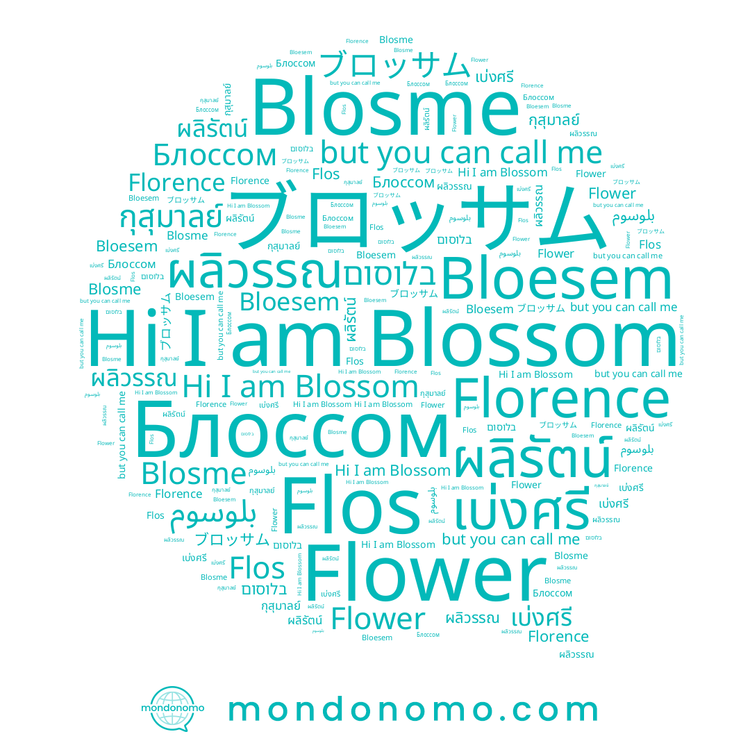 name ブロッサム, name בלוסום, name Блоссом, name เบ่งศรี, name ผลิวรรณ, name Blosme, name กุสุมาลย์, name Blossom, name ผลิรัตน์, name Flower, name Florence