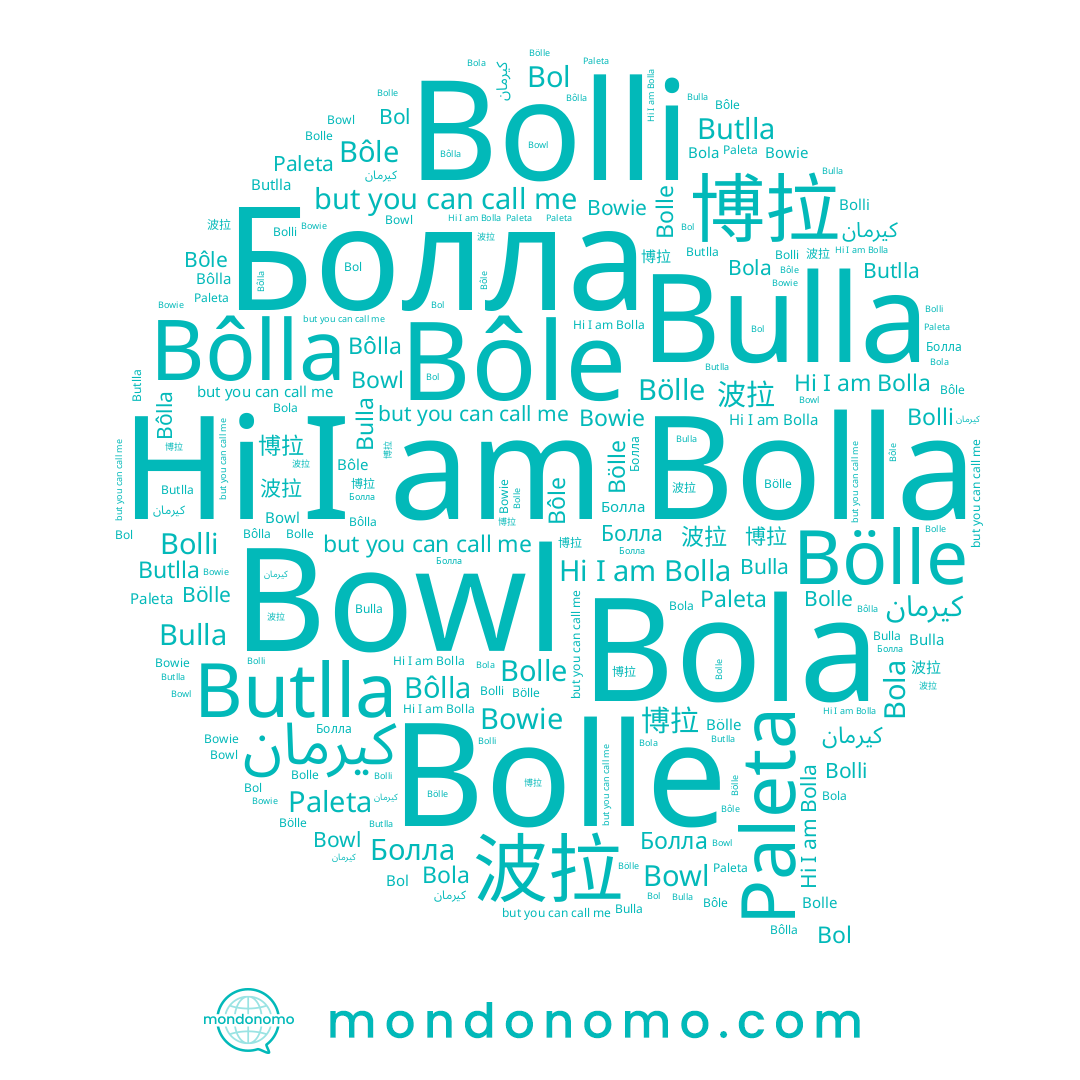 name Bolle, name Bulla, name 博拉, name Bowie, name Butlla, name Bola, name Bolli, name Bôle, name Болла, name Bôlla, name 波拉, name Bölle, name Bolla, name Paleta, name Bol