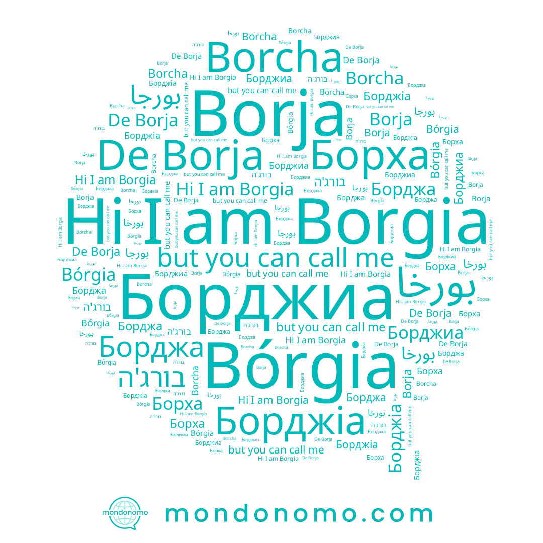 name Borja, name بورخا, name Borgia, name Борджа, name Борха, name بورجا, name Bórgia, name בורג'ה, name Борджіа, name Borcha