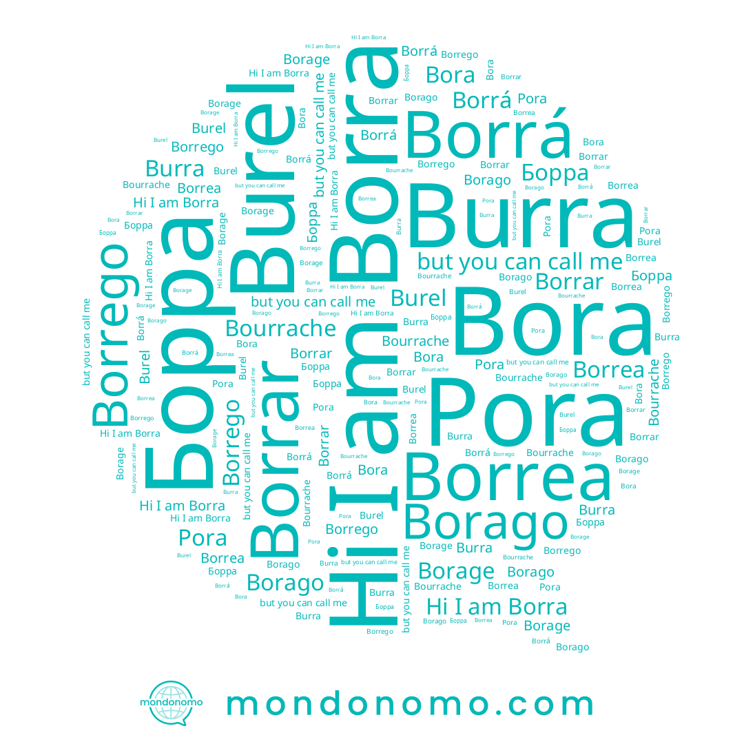 name Borrar, name Burra, name Burel, name Borra, name Borrea, name Borrá, name Борра, name Bora, name Borrego, name Pora, name Borage