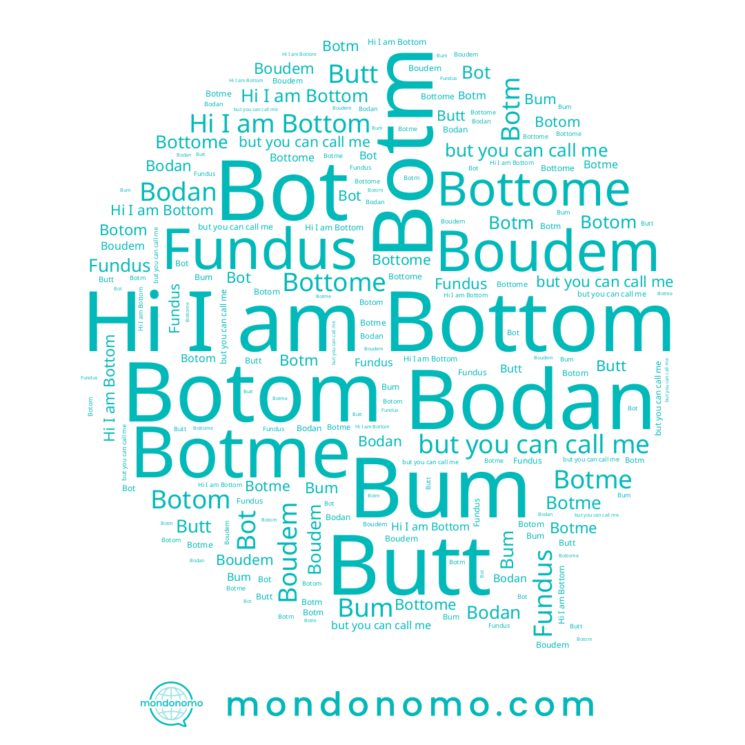 name Botm, name Bottom, name Butt, name Boudem, name Bot, name Botme, name Bottome, name Bum, name Bodan, name Botom