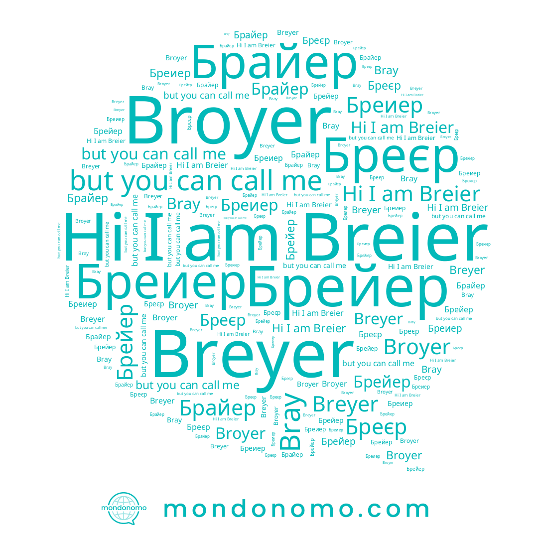 name Breier, name Бреєр, name Бреиер, name Broyer, name Брайер, name Bray, name Брейер, name Breyer