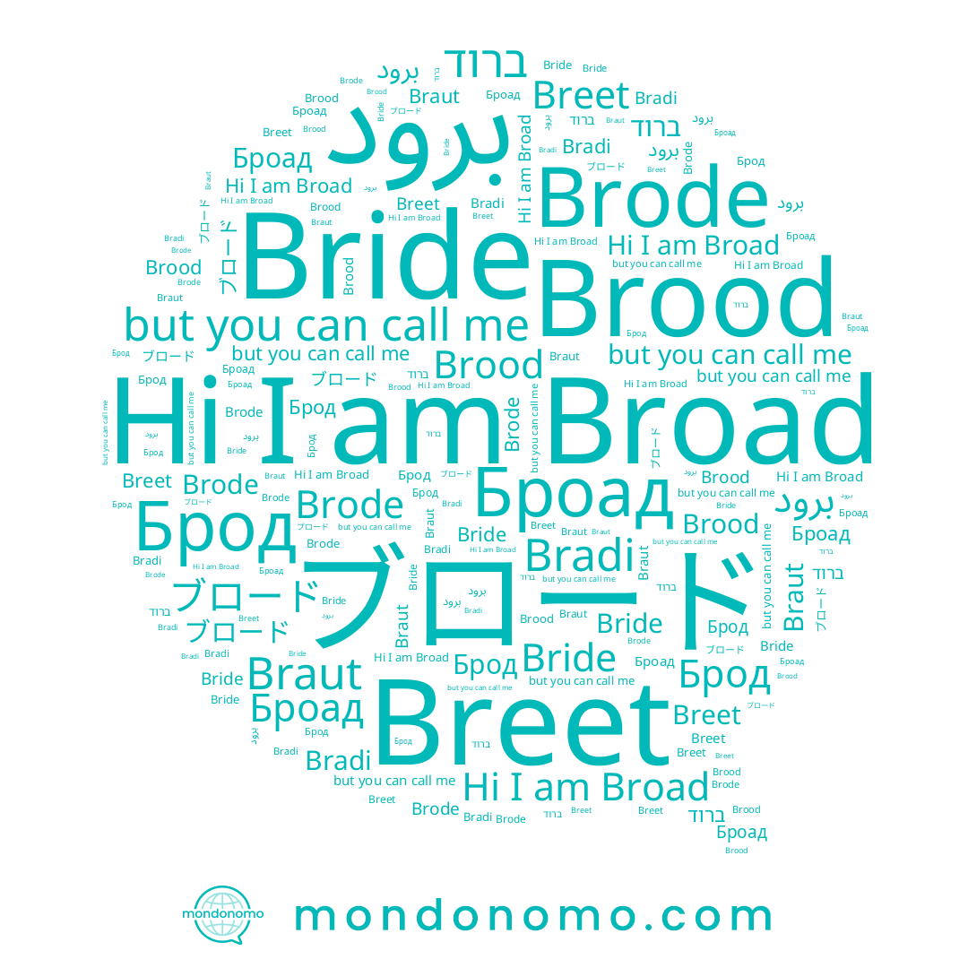 name ברוד, name Breet, name Bradi, name Brode, name Bride, name Брод, name Broad, name Brood, name Броад, name Braut