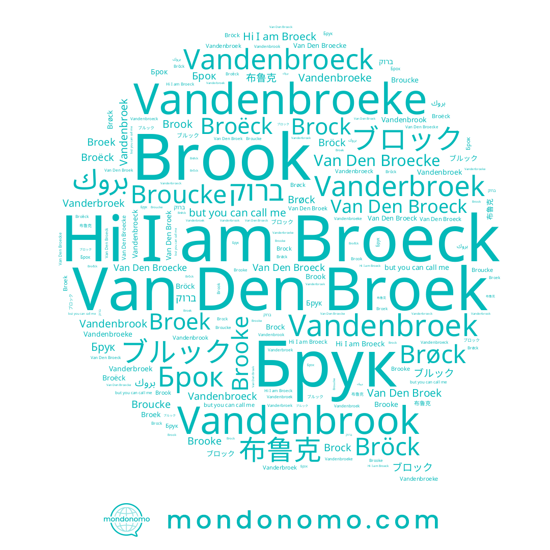 name Van Den Broek, name ブルック, name Брок, name Brock, name Vandenbroeke, name Van Den Broeck, name Broucke, name Broeck, name بروك, name Vanderbroek, name Brooke, name Брук, name Broek, name ブロック, name ברוק, name Van Den Broecke, name Brøck, name Bröck, name Broëck, name Brook, name Vandenbroek, name Vandenbroeck, name 布鲁克, name Vandenbrook