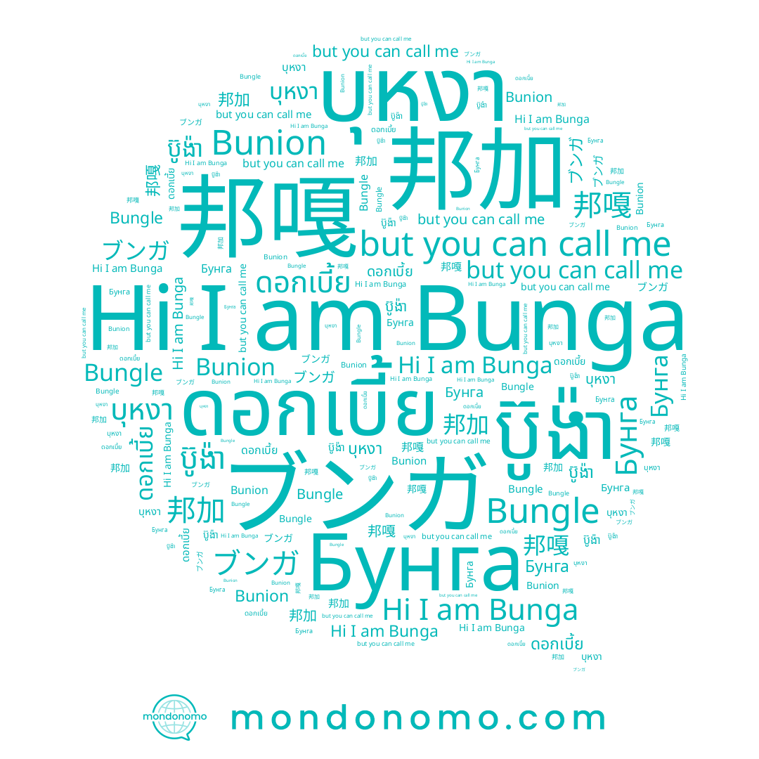 name ดอกเบี้ย, name 邦加, name ប៊ូង៉ា, name 邦嘎, name Bunga, name บุหงา, name Bunion, name Бунга, name Bungle