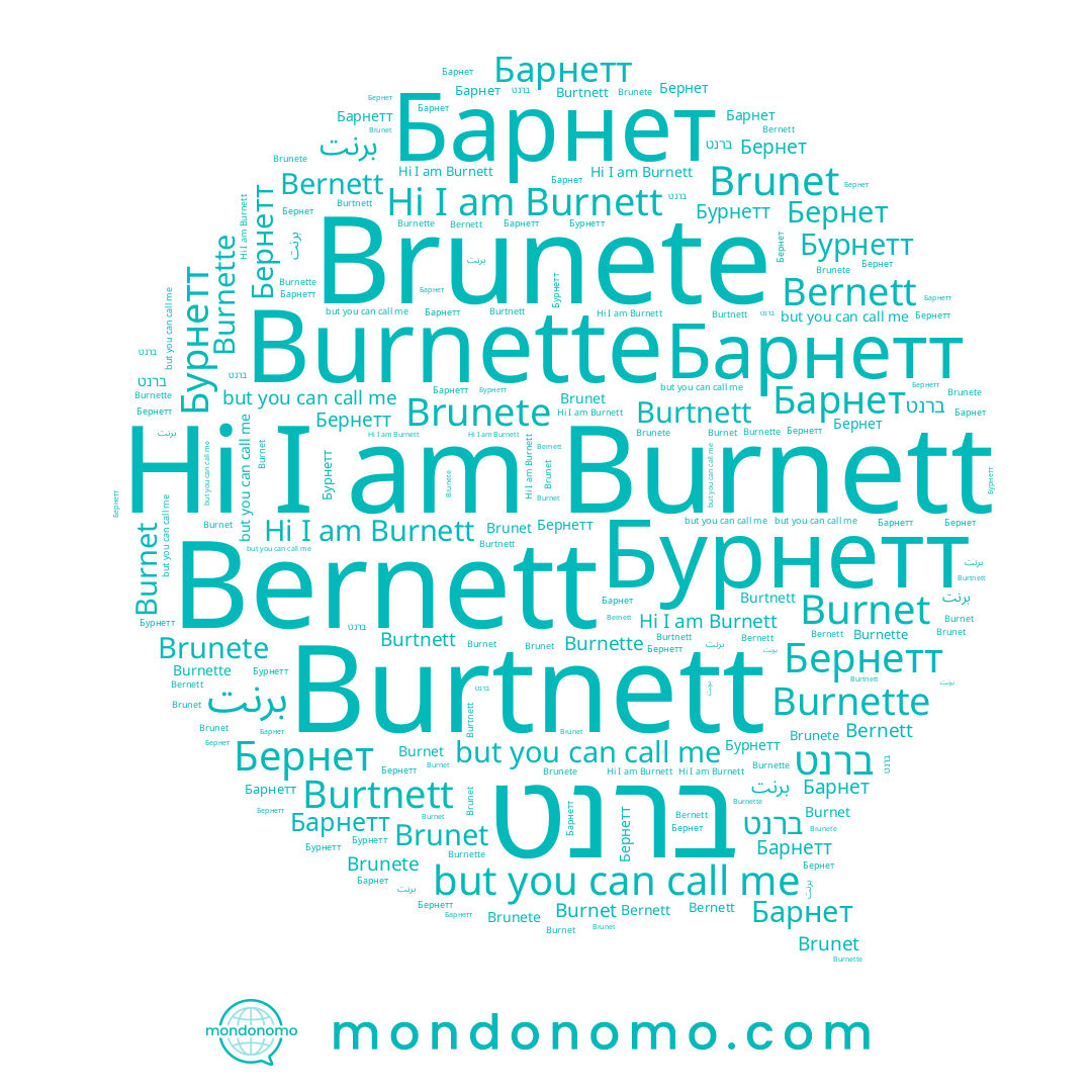name Burnett, name Bernett, name Барнетт, name Brunet, name Бернетт, name Burnette, name Burnet, name Бернет, name Барнет, name Burtnett, name ברנט, name برنت, name Бурнетт, name Brunete
