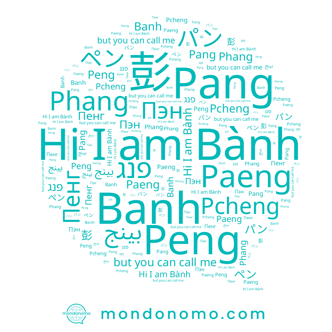 name Phang, name 彭, name Pcheng, name Пенг, name パン, name ペン, name Pang, name Banh, name Bành, name Peng, name Пэн, name פנג, name 팽, name Paeng, name بينج