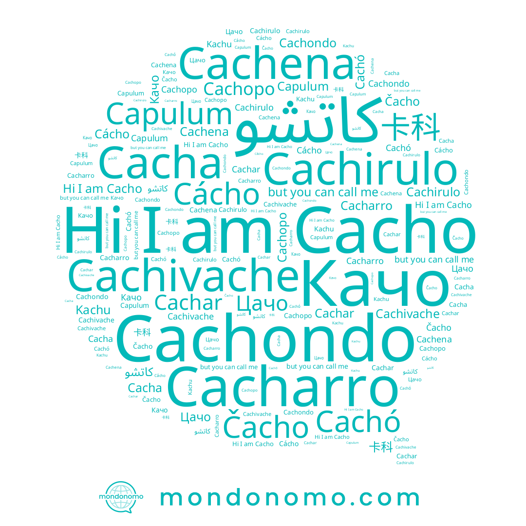 name Cachivache, name Цачо, name كاتشو, name Čacho, name Cacho, name Cacharro, name Качо, name Kachu, name Cacha, name Cachó, name Cachondo, name Cácho, name 卡科, name Cachopo, name Cachirulo