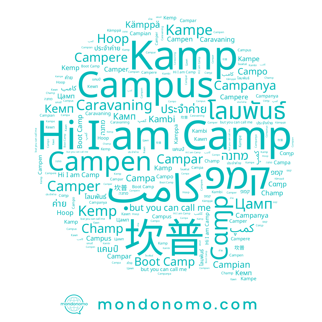 name Kampe, name Камп, name Boot Camp, name Kämppä, name קמפ, name Campus, name Cɑɱp, name Kemp, name Kamp, name 坎普, name Campian, name Camper, name Campere, name โลมพันธ์, name كامب, name Camp, name ค่าย, name Kambi, name Campen, name Campa, name ประจำค่าย, name Цамп, name Campar, name Campanya, name Кемп, name Champ, name Campo, name מחנה, name Hoop
