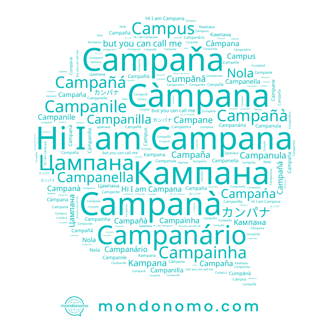 name Campane, name Campana, name Campus, name Campañá, name Campanile, name Кампана, name Цампана, name Campańa, name Nola, name Campainha, name Campañà, name Campaña, name Kampana, name Campanella, name Campaňa, name Campanà, name Càmpana, name Campanário, name Campanilla