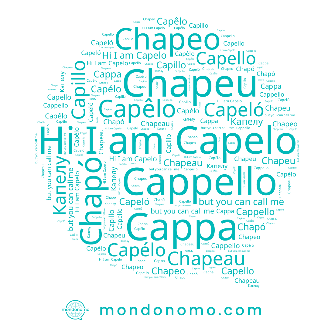 name Cappa, name Cappello, name Chapeau, name Capelo, name Chapó, name Capello, name Capeló, name Capêlo, name Chapeo, name Capillo, name Capélo