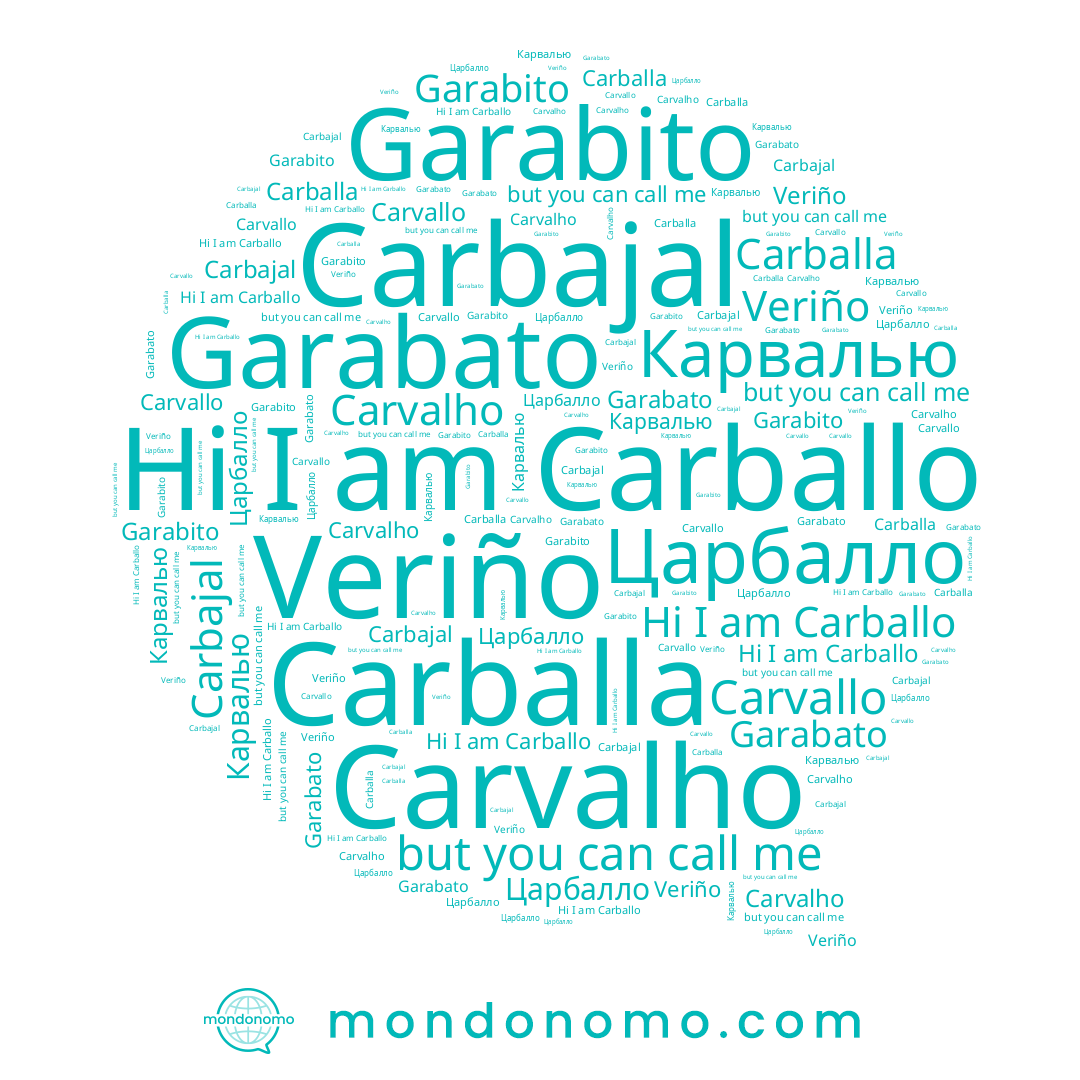 name Garabito, name Carvalho, name Карвалью, name Carvallo, name Царбалло, name Garabato, name Carbajal, name Carballa, name Carballo, name Veriño