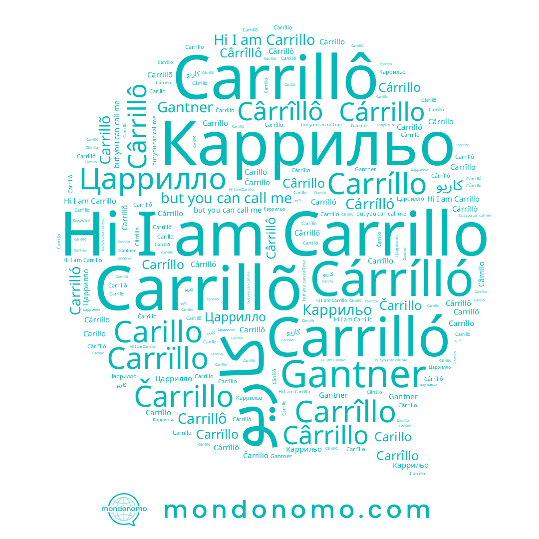 name Cárrílló, name Carrilló, name Carrîllo, name Cárrillo, name Gantner, name Čarrillo, name Carrillo, name Каррильо, name Carríllo, name Cârrillô, name Cârrîllô, name Cârrillo, name Carillo, name كاريو, name Carrïllo, name Carrillõ, name Царрилло, name Carrillô