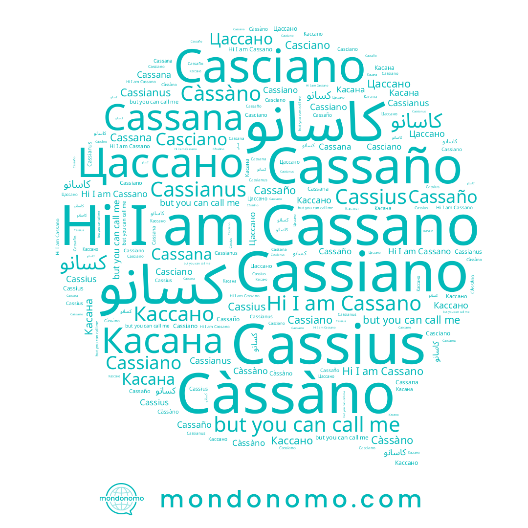 name Cassius, name Cassaño, name Cassana, name Càssàno, name Цассано, name Casciano, name Cassano, name Cassiano, name Cassianus, name Кассано