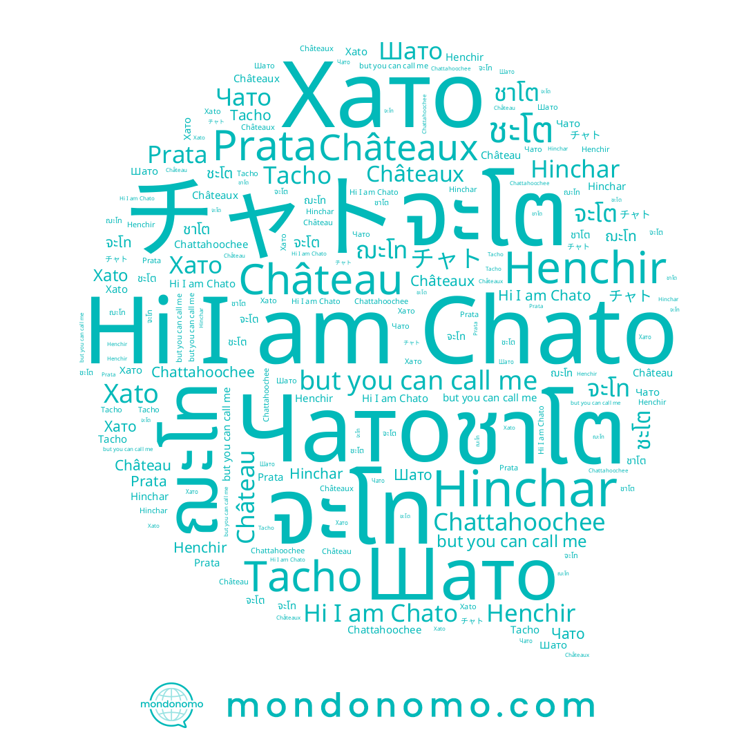 name จะโต, name Château, name Xato, name Чато, name ฌะโท, name Prata, name Hinchar, name Хато, name Chato, name ชาโต, name Henchir, name จะโท, name Tacho, name ชะโต, name チャト