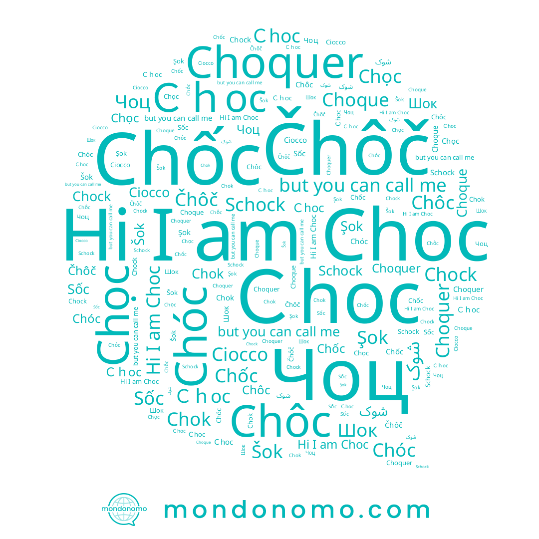 name Ｃhoc, name Шок, name Chốc, name Chôc, name Čhôč, name Ｃｈoc, name Choquer, name Чоц, name Chọc, name Šok, name Choc, name Sốc, name Schock, name Choque, name شوک, name Ciocco, name Chok, name Chóc, name Chock, name Şok