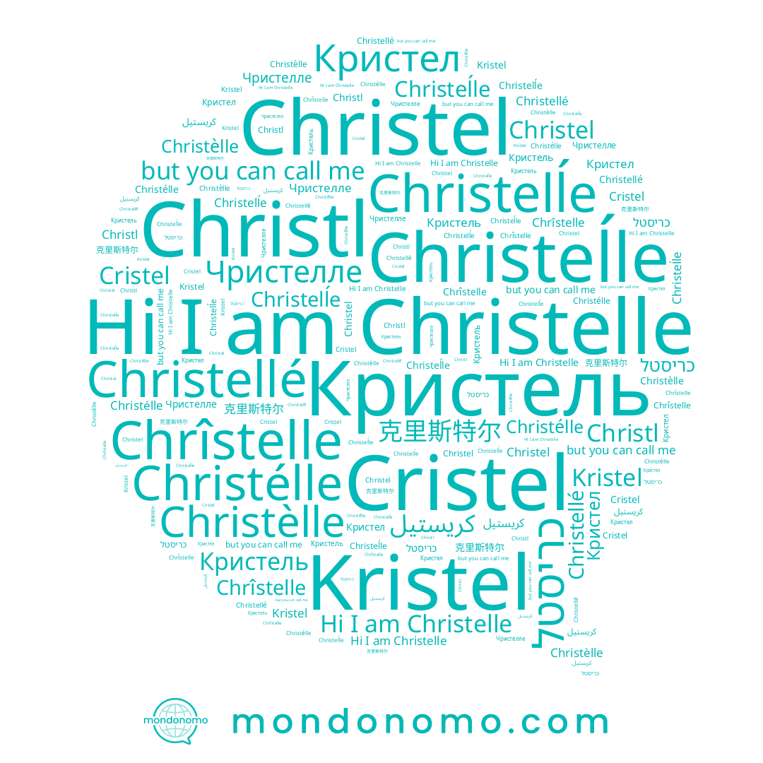 name Cristel, name Кристел, name Christelle, name Christèlle, name Кристель, name Christelĺe, name כריסטל, name 克里斯特尔, name Christeĺle, name Christellé, name Christélle, name Чристелле, name Christel, name Chrîstelle, name Christl, name Kristel