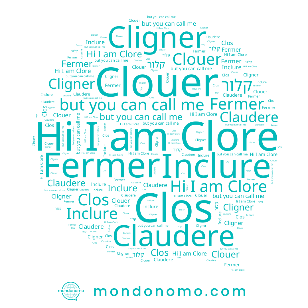 name קלור, name Inclure, name Cligner, name Clouer, name Clos, name Claudere, name Clore