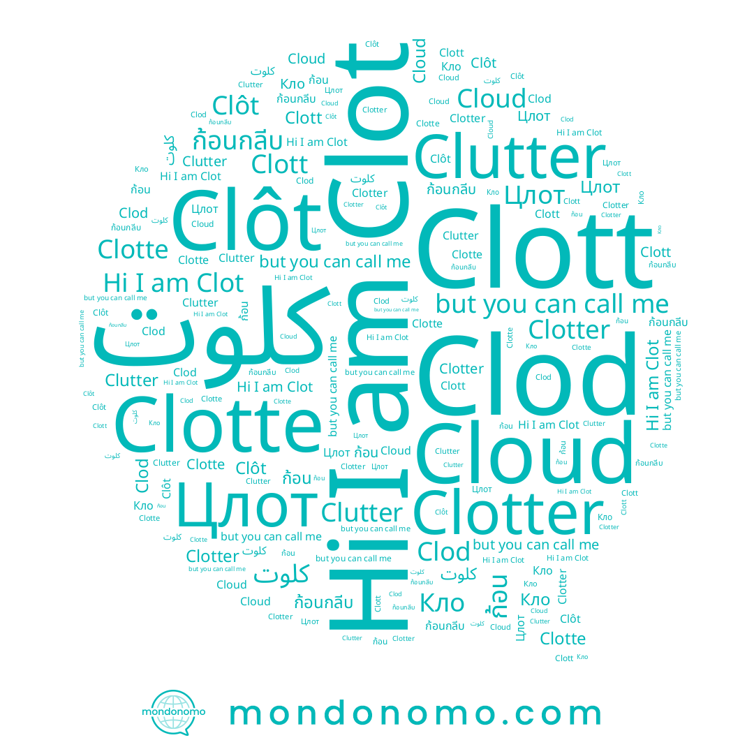 name Cloud, name Clotter, name Clotte, name Clôt, name Clod, name كلوت, name Clutter, name Clott, name Clot