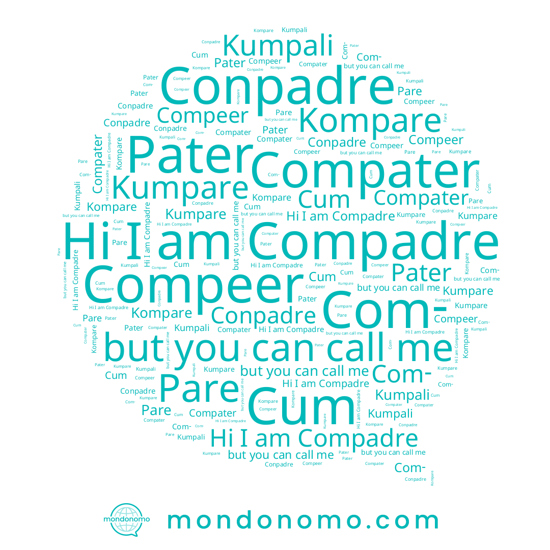 name Compadre, name Compeer, name Kompare, name Conpadre, name Pater, name Compater, name Kumpali, name Pare, name Kumpare