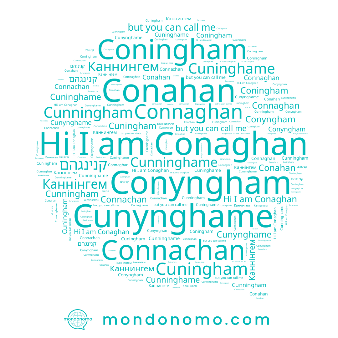 name Cunningham, name Cunninghame, name Cunynghame, name Conaghan, name Conahan, name Connaghan, name Cuningham, name Cuninghame, name Каннінгем, name Coningham, name Conyngham, name Каннингем, name קנינגהם, name Connachan