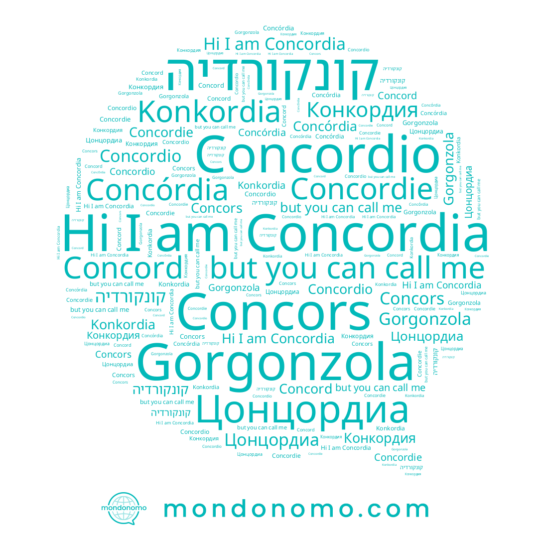 name Concordio, name קונקורדיה, name Concord, name Concordia, name Konkordia, name Gorgonzola, name Цонцордиа, name Concors, name Concordie