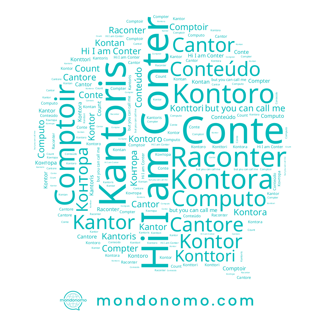 name Kontoro, name Conte, name Conter, name Kontor, name Compter, name Kontan, name Kantor, name Raconter, name Kantoris, name Count, name Cantor, name Cantore