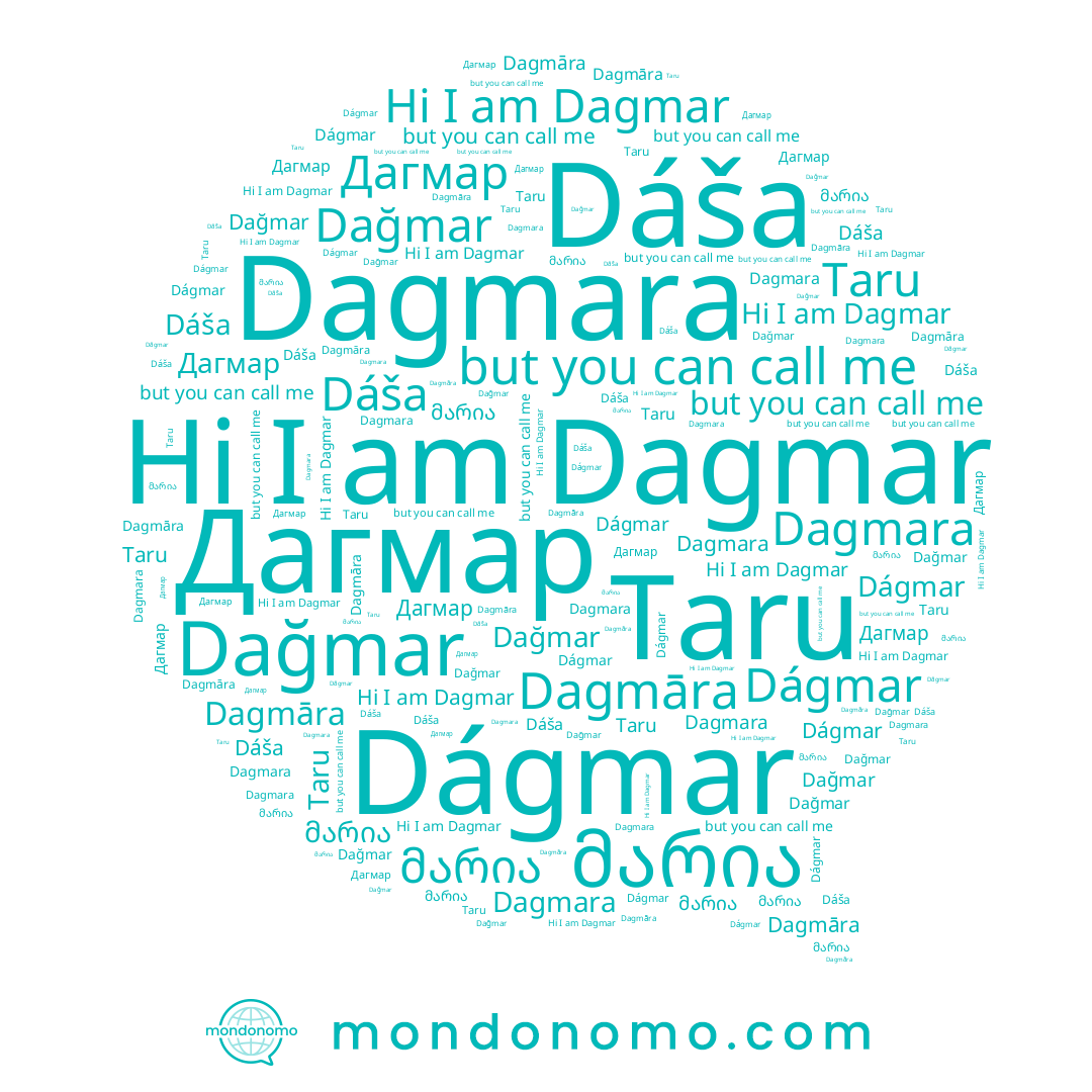 name Dagmara, name Dáša, name Dagmar, name Dagmāra, name Dağmar, name Taru, name Дагмар, name Dágmar, name მარია