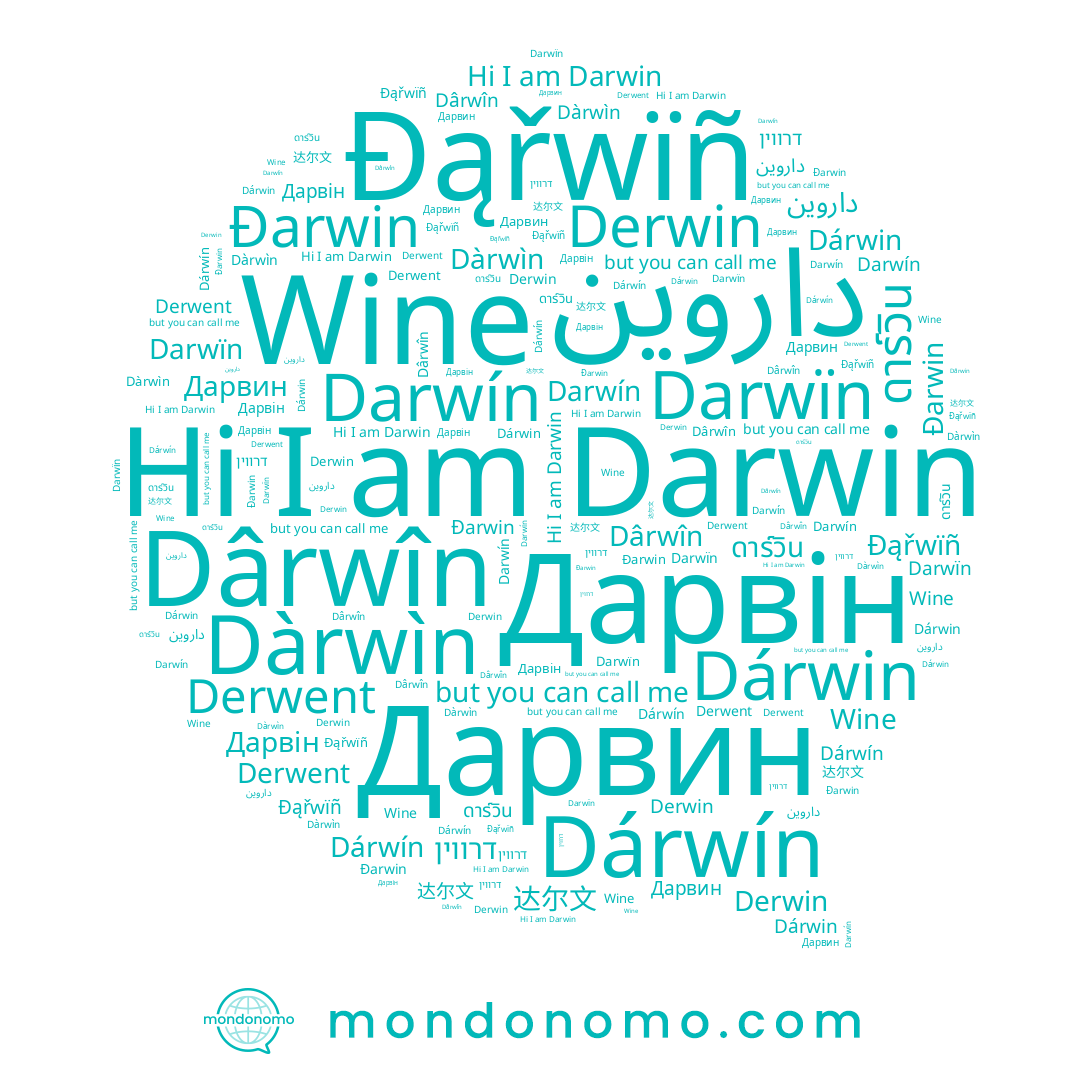 name Darwín, name Darwïn, name داروين, name Дарвин, name 达尔文, name ดาร์วิน, name Wine, name Derwent, name Dàrwìn, name Dárwin, name Dárwín, name Đarwin, name Đąřwïñ, name Дарвін, name דרווין, name Dârwîn, name Derwin, name Darwin
