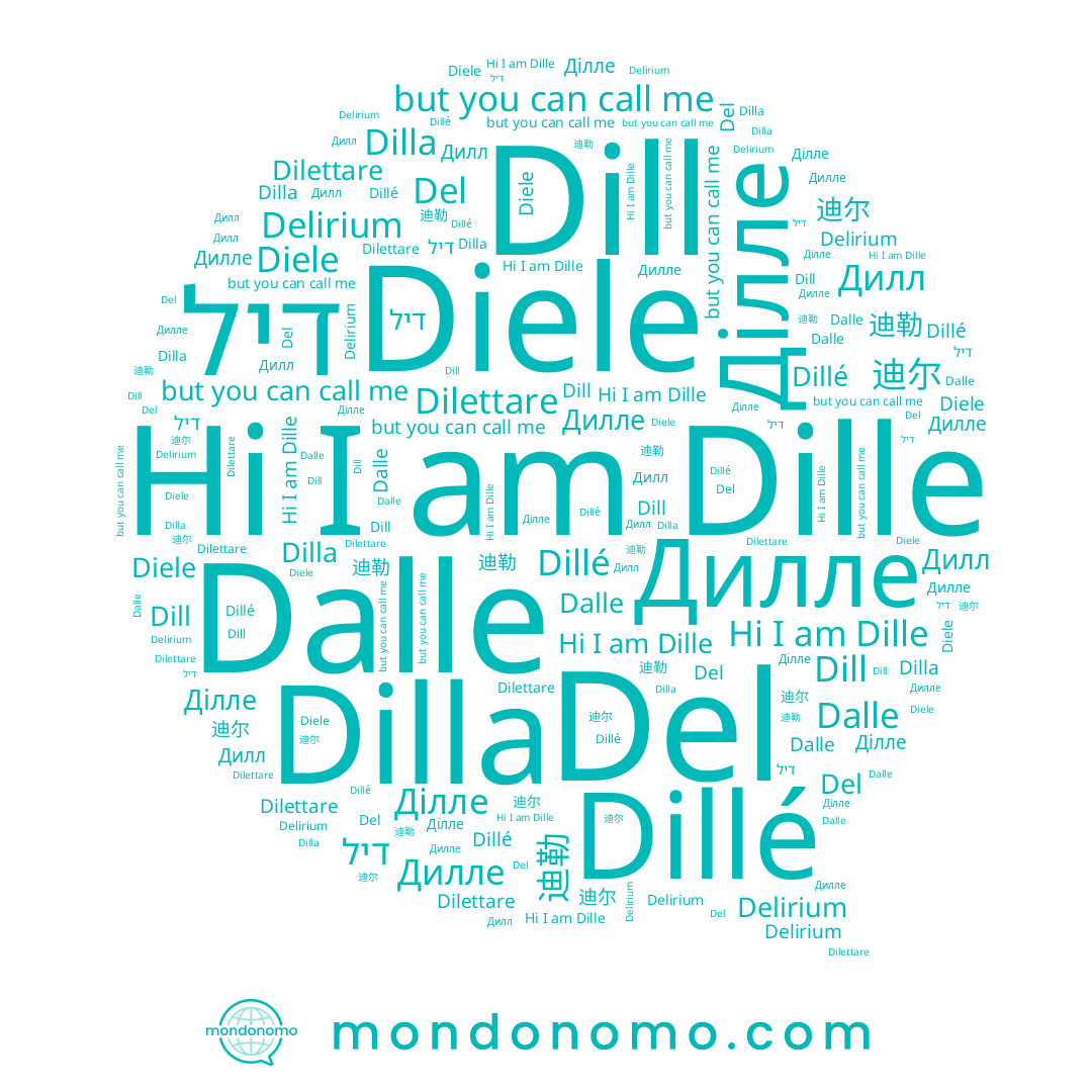 name דיל, name Ділле, name Dilettare, name Dilla, name Del, name Dill, name Dillé, name 迪尔, name Dille, name Дилл, name Дилле, name Diele, name Dalle