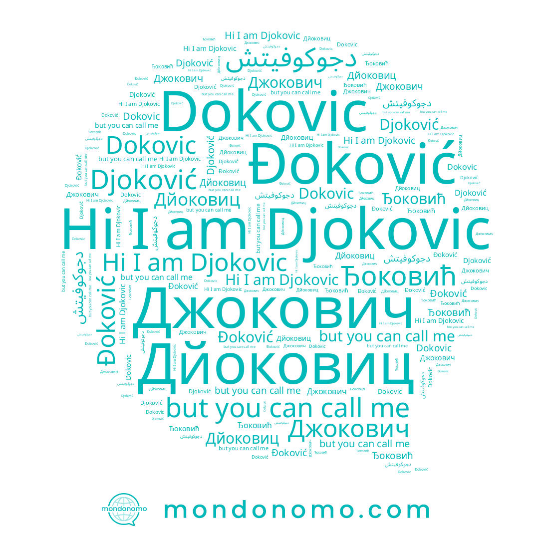 name Djokovic, name دجوكوفيتش, name Джокович, name Дйоковиц, name Dokovic, name Ђоковић, name Djoković