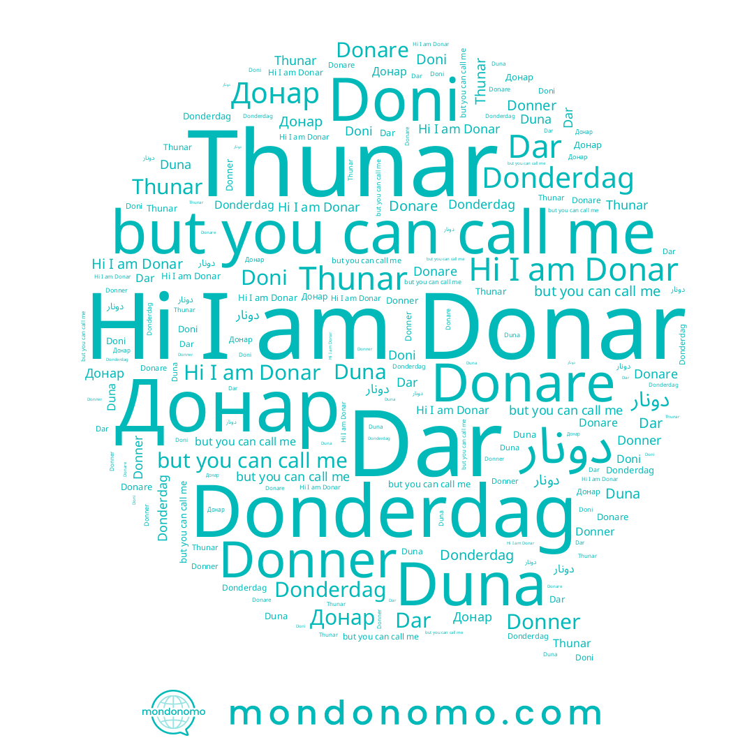 name Duna, name Donner, name Донар, name Thunar, name Doni, name Donderdag, name دونار, name Donar, name Dar, name Donare
