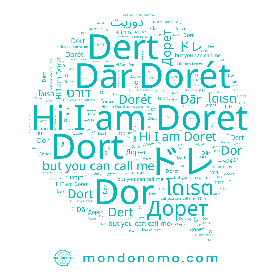 name Dār, name Дорет, name Doret, name โดเรต, name Dort, name Dert, name دوريت, name ドレ, name Dor, name דורט, name Dorét