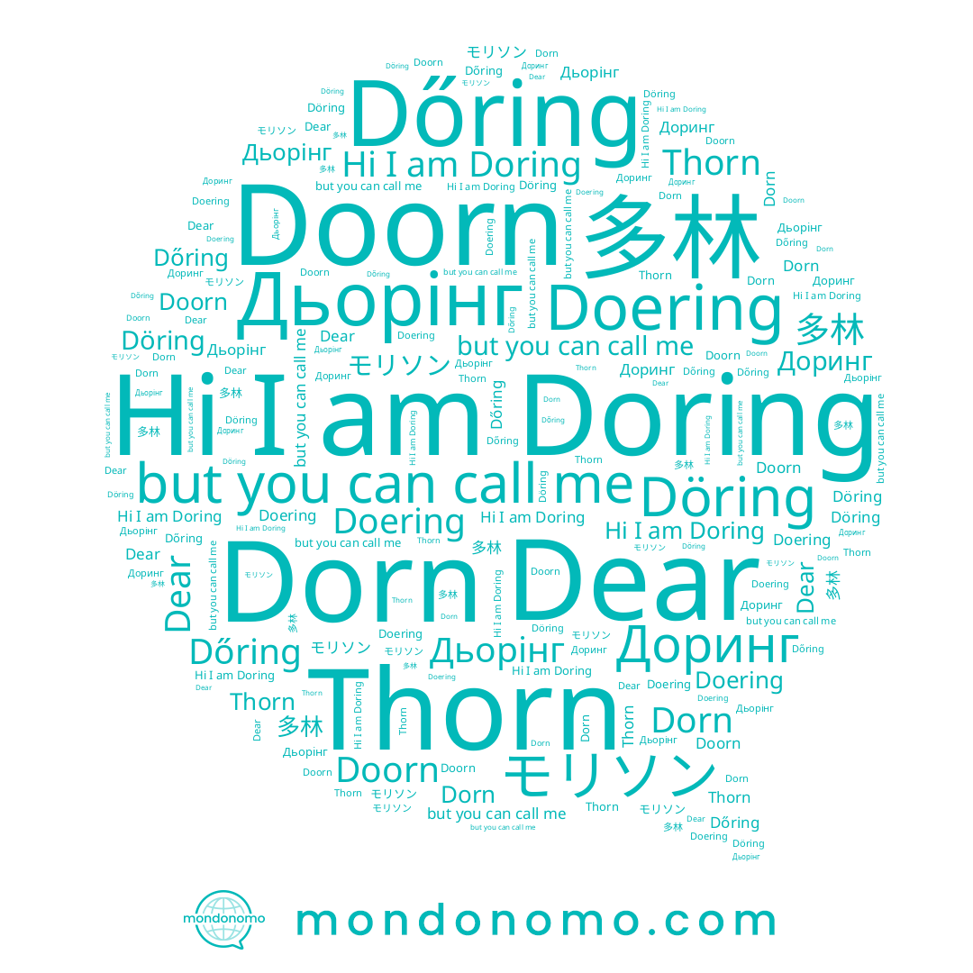 name Doring, name Doering, name Dőring, name Döring, name Dear, name Thorn, name Doorn, name Доринг, name Dorn, name モリソン, name Дьорінг, name 多林