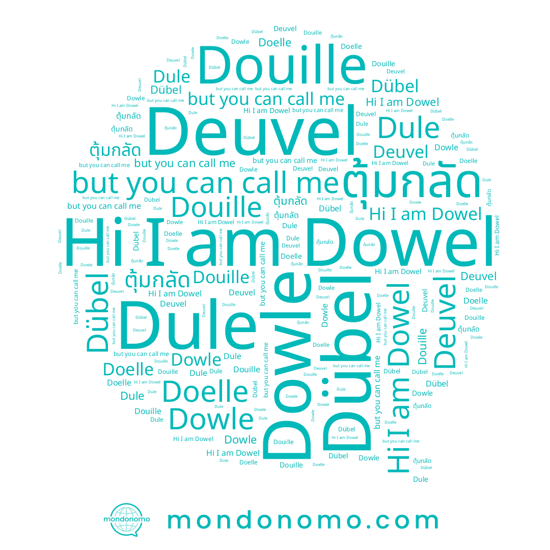 name Dule, name Douille, name Doelle, name Dowel, name Dowle, name Deuvel, name ตุ้มกลัด, name Dübel